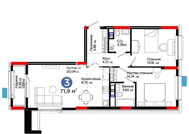 Продажа 3-комнатной квартиры, 72 м² в Астане - фото 5