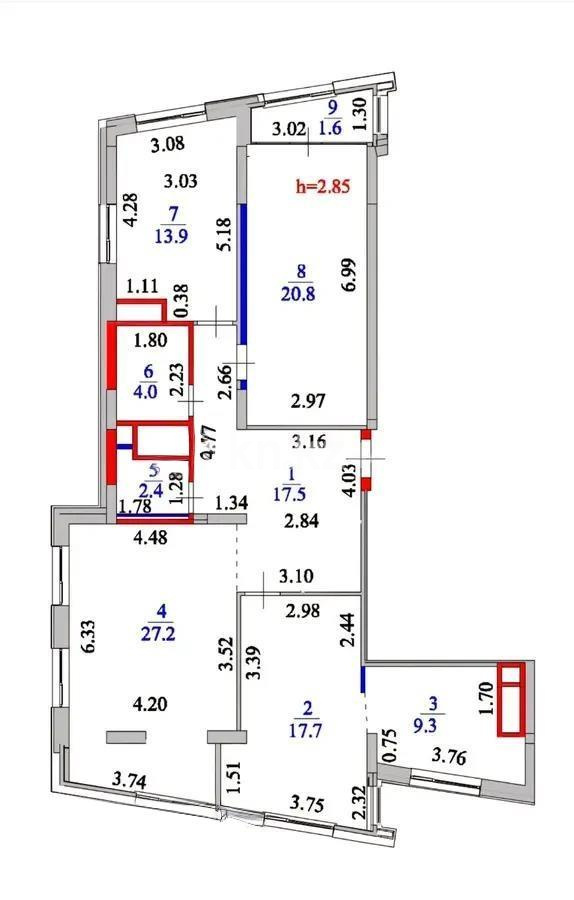Продажа 4-комнатной квартиры, 115 м² в Астане