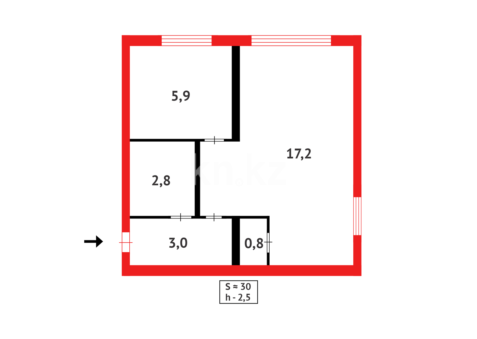 Продажа 1-комнатной квартиры, 29 м², ул. Сейфуллина в Абае - фото 8