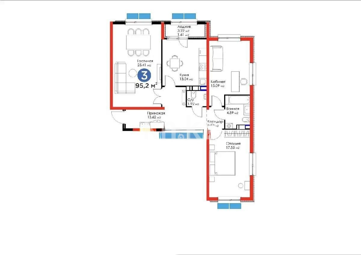 Продажа 3-комнатной квартиры, 95.2 м² в Алматы - фото 8