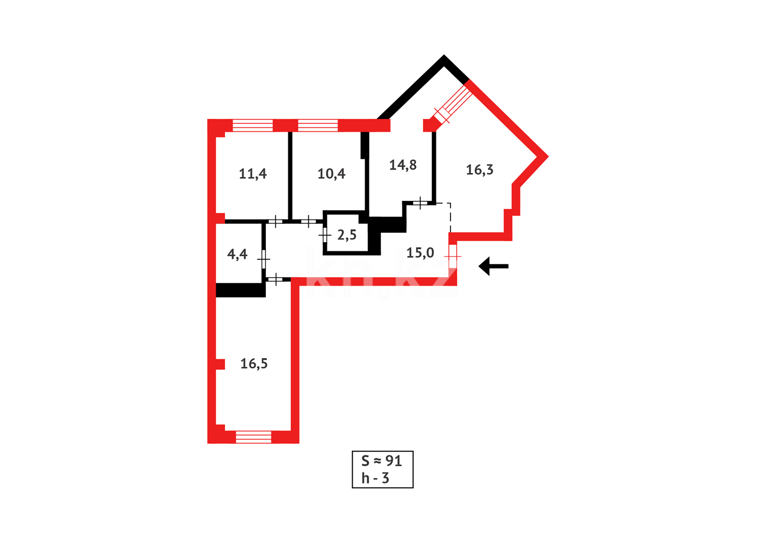 Продажа 4-комнатной квартиры, 91 м², ул. Дюсембекова в Караганде - фото 20