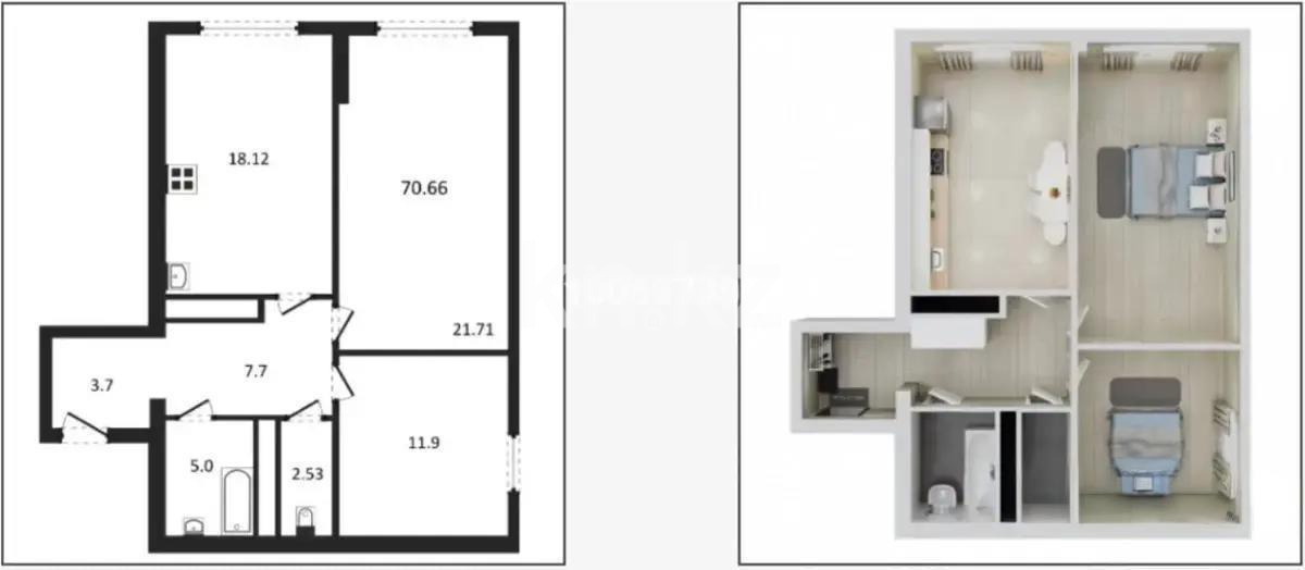 Продажа 3-комнатной квартиры, 72 м², ул. Момышулы, дом  100 стр в Алматы - фото 2