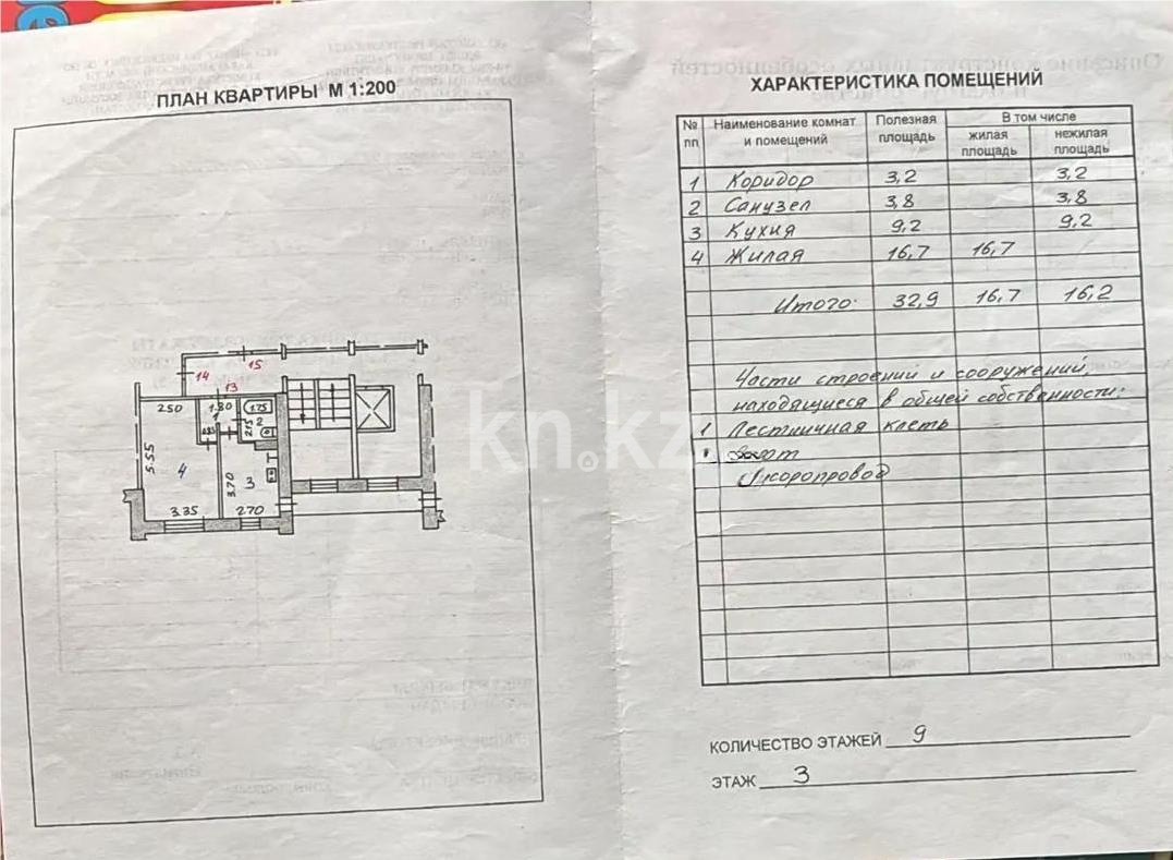 Продажа 1-комнатной квартиры, 32 м² в Темиртау