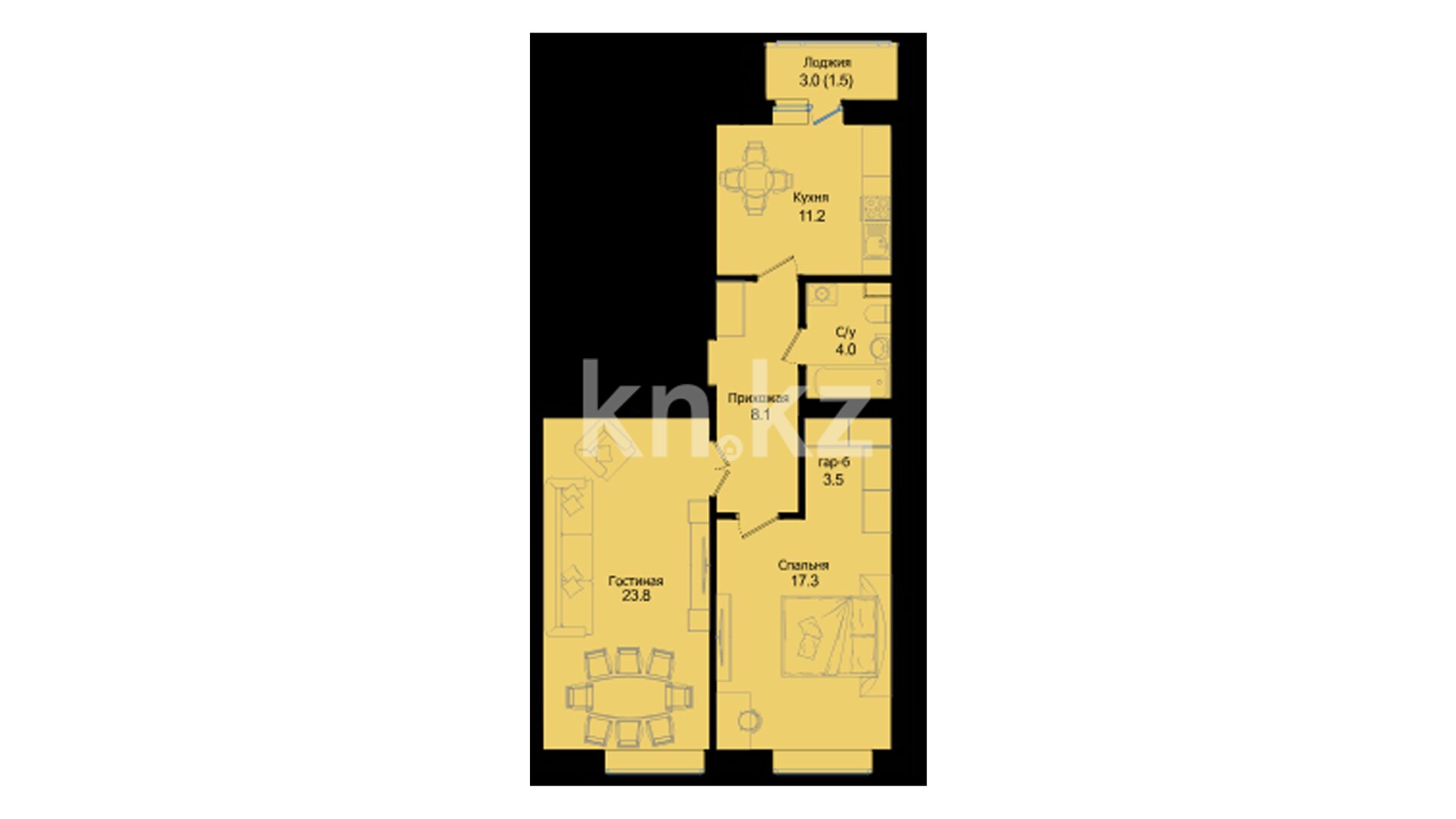 ЖК Galaxy Star, 2-комнатная, цена 38 239 400 ₸, 551 000 ₸&nbsp;/&nbsp;м²