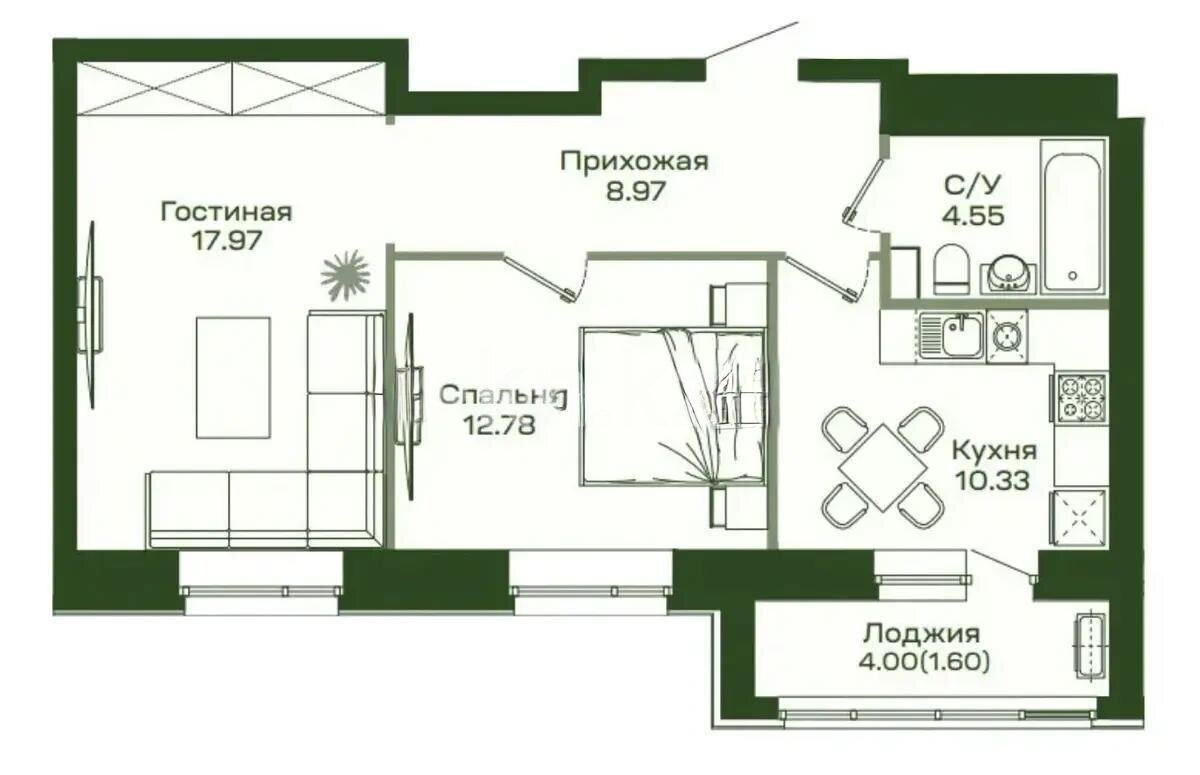 Продажа 2-комнатной квартиры, 56.5 м² в Астане