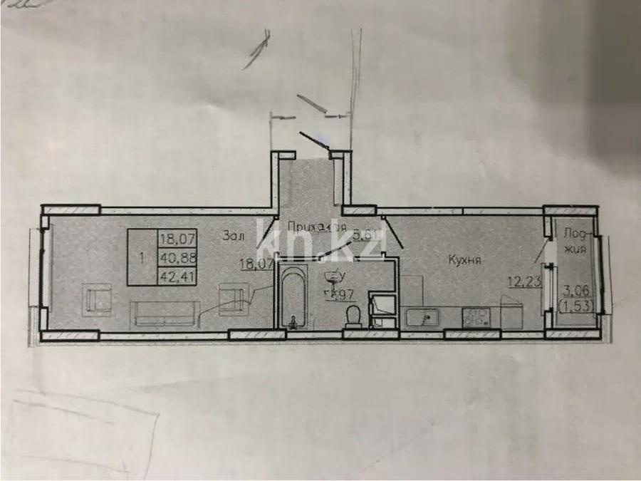 Продажа 1-комнатной квартиры, 42.41 м² в Астане