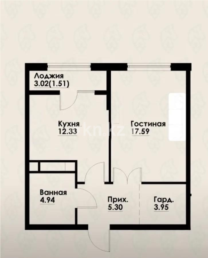 Продажа 1-комнатной квартиры, 45.6 м² в Алматы