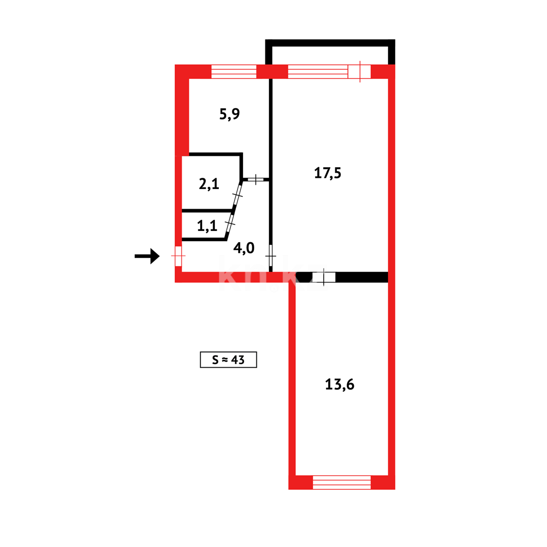 Продажа 2-комнатной квартиры, 45 м² в Караганде - фото 11