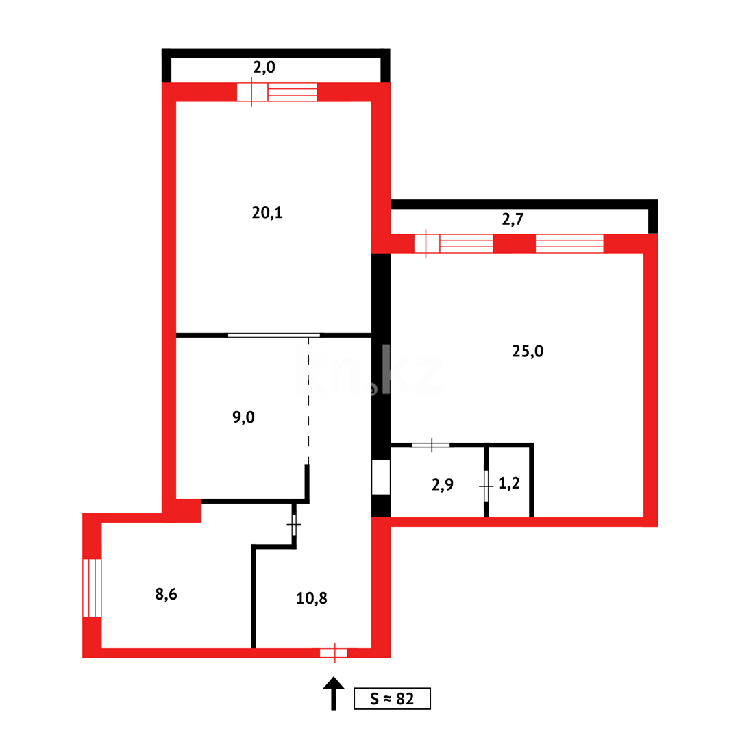 Продажа 2-комнатной квартиры, 82 м², пр. Н. Абдирова в Караганде - фото 19