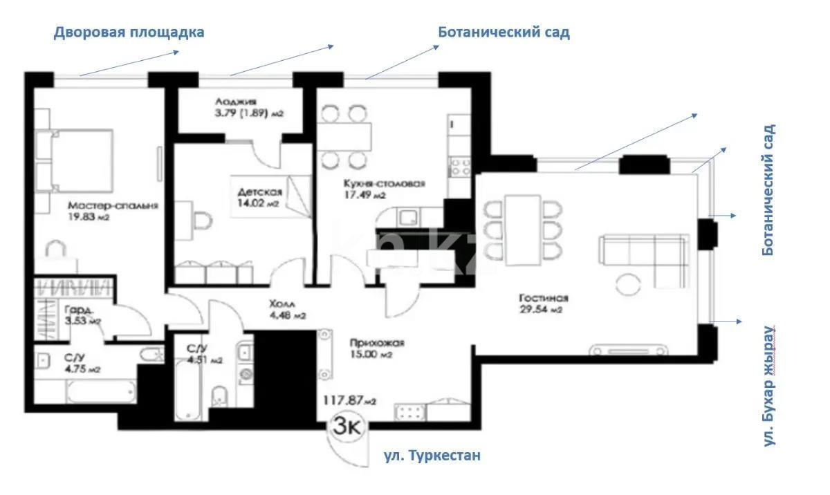 Продажа 3-комнатной квартиры, 118 м² в Астане - фото 7