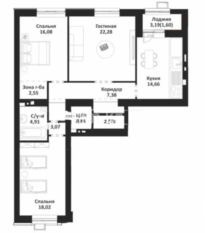 Продажа 3-комнатной квартиры, 97 м², ул. Калдаякова, дом  12 в Астане - фото 2