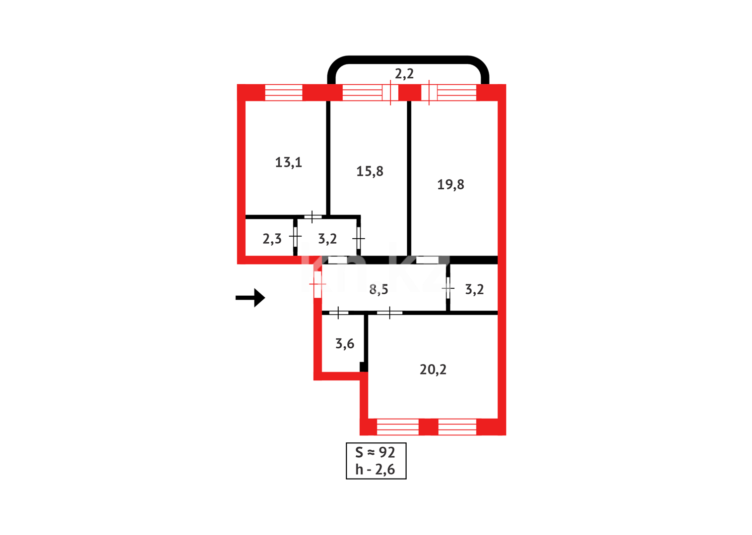 Продажа 3-комнатной квартиры, 91.9 м², ул. Асана Кайгы в Астане - фото 10