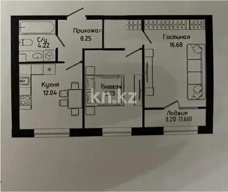 Продажа 2-комнатной квартиры, 56.23 м², ул. Нажимеденова, дом  30/1 в Астане