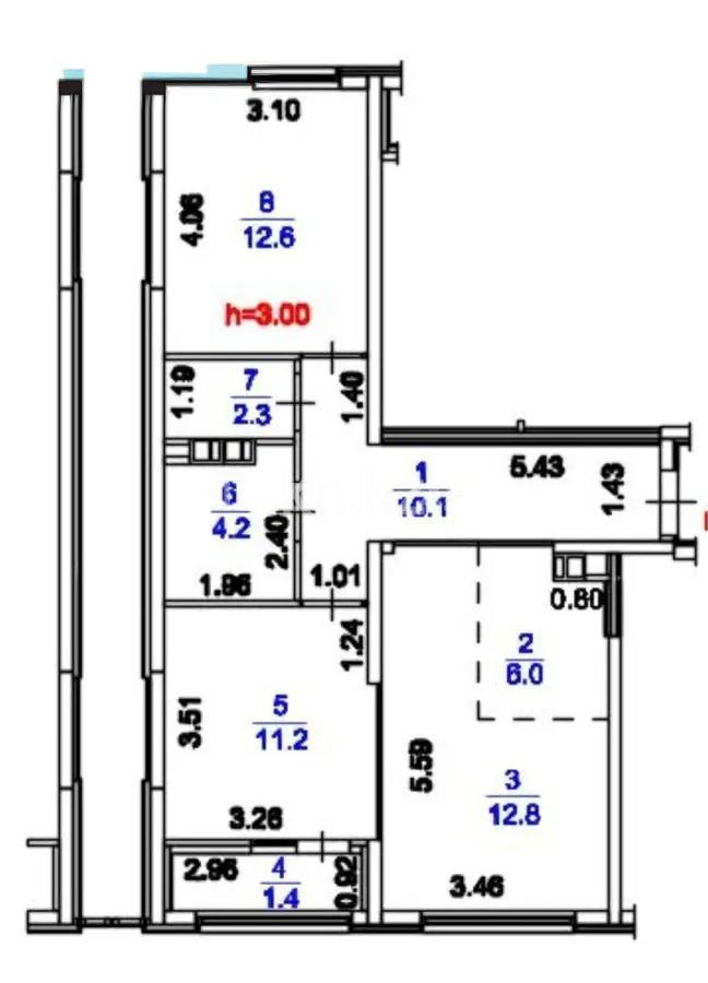 Продажа 3-комнатной квартиры, 60.6 м², ул. Момышулы, дом  11/14а в Алматы - фото 4