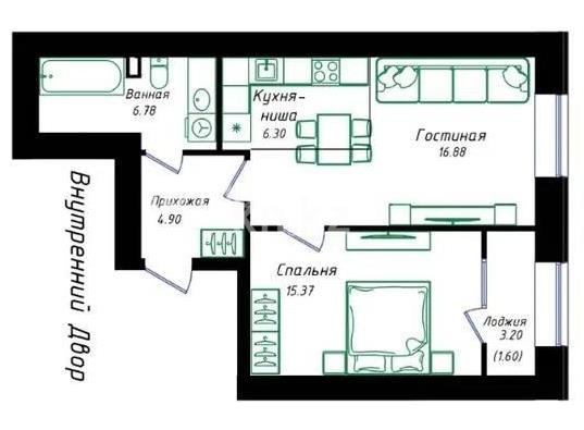 Продажа 2-комнатной квартиры, 52 м², пр. Улы Дала, дом  38а в Астане