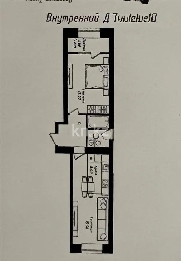 Продажа 2-комнатной квартиры, 48 м², пр. Улы Дала, дом  38а в Астане