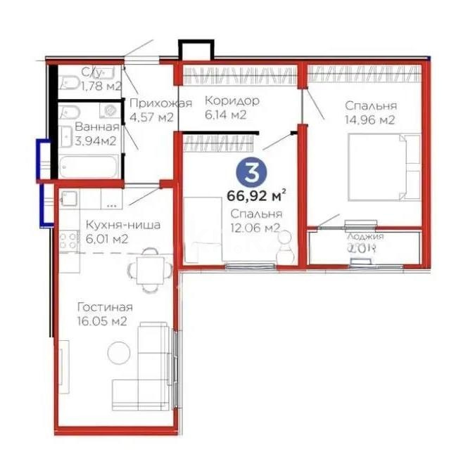 Продажа 3-комнатной квартиры, 67 м² в Астане