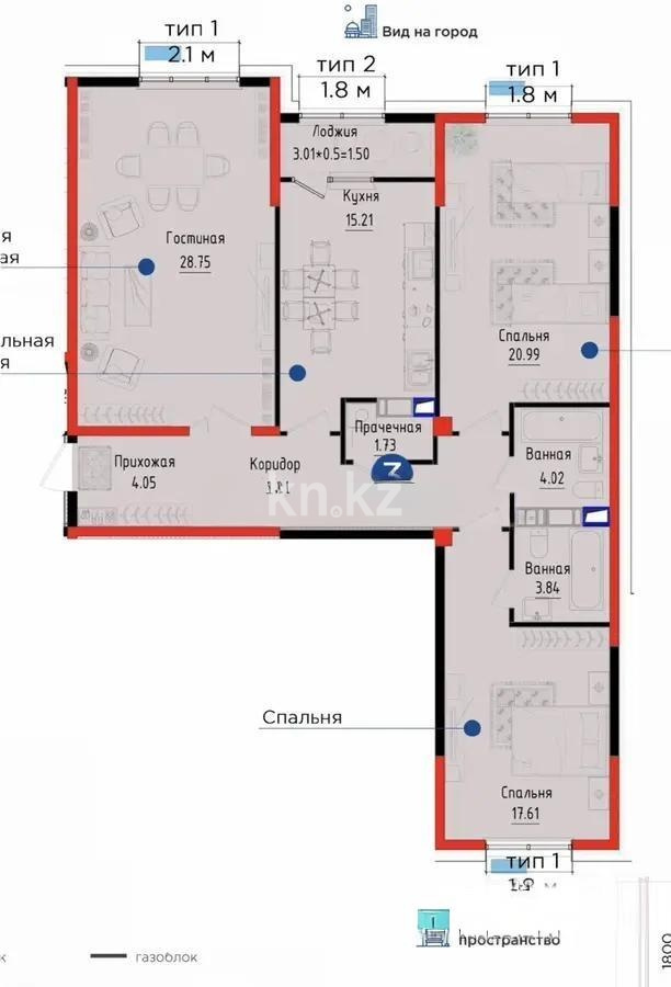 Продажа 3-комнатной квартиры, 110 м² в Алматы - фото 6