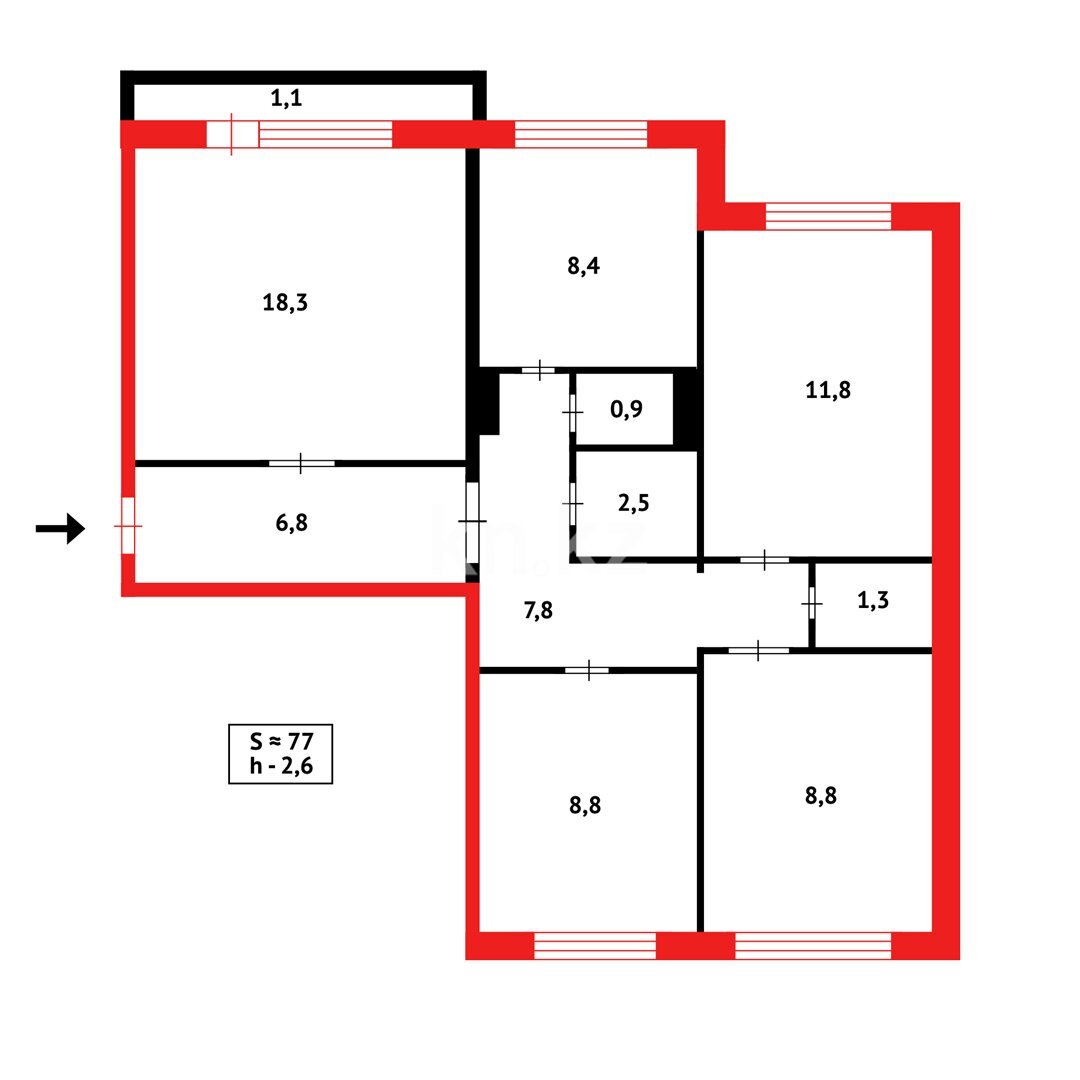 Продажа 4-комнатной квартиры, 77 м² в Караганде - фото 12