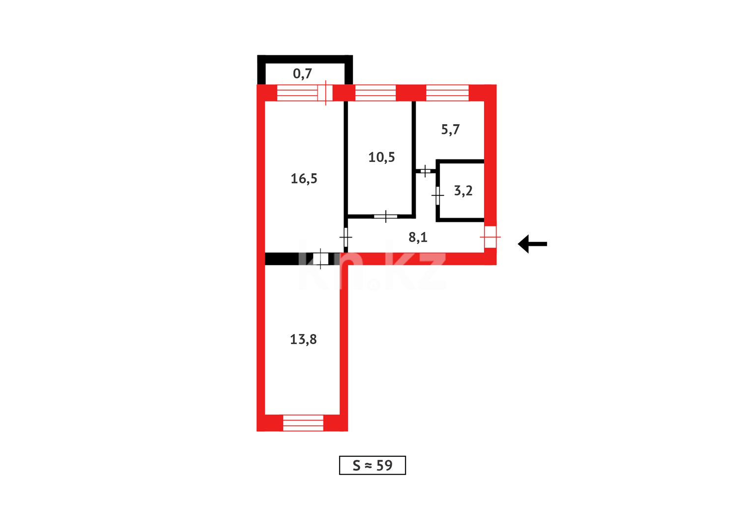 Продажа 3-комнатной квартиры, 58 м², ул. Методическая, дом  17 в Караганде - фото 16