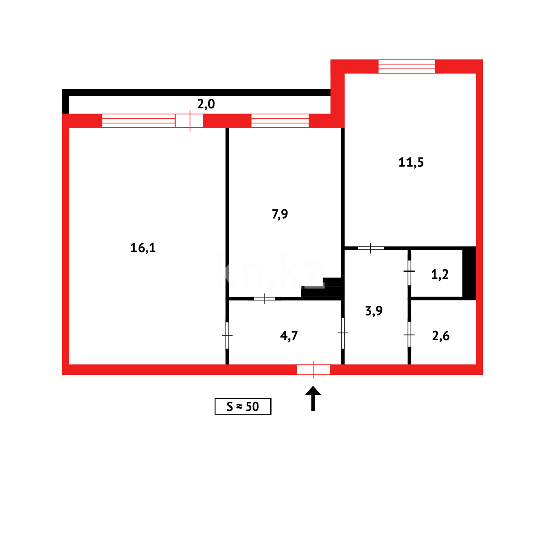 Продажа 2-комнатной квартиры, 49 м², мкр-н Мамраева (Восток-5) в Караганде - фото 17