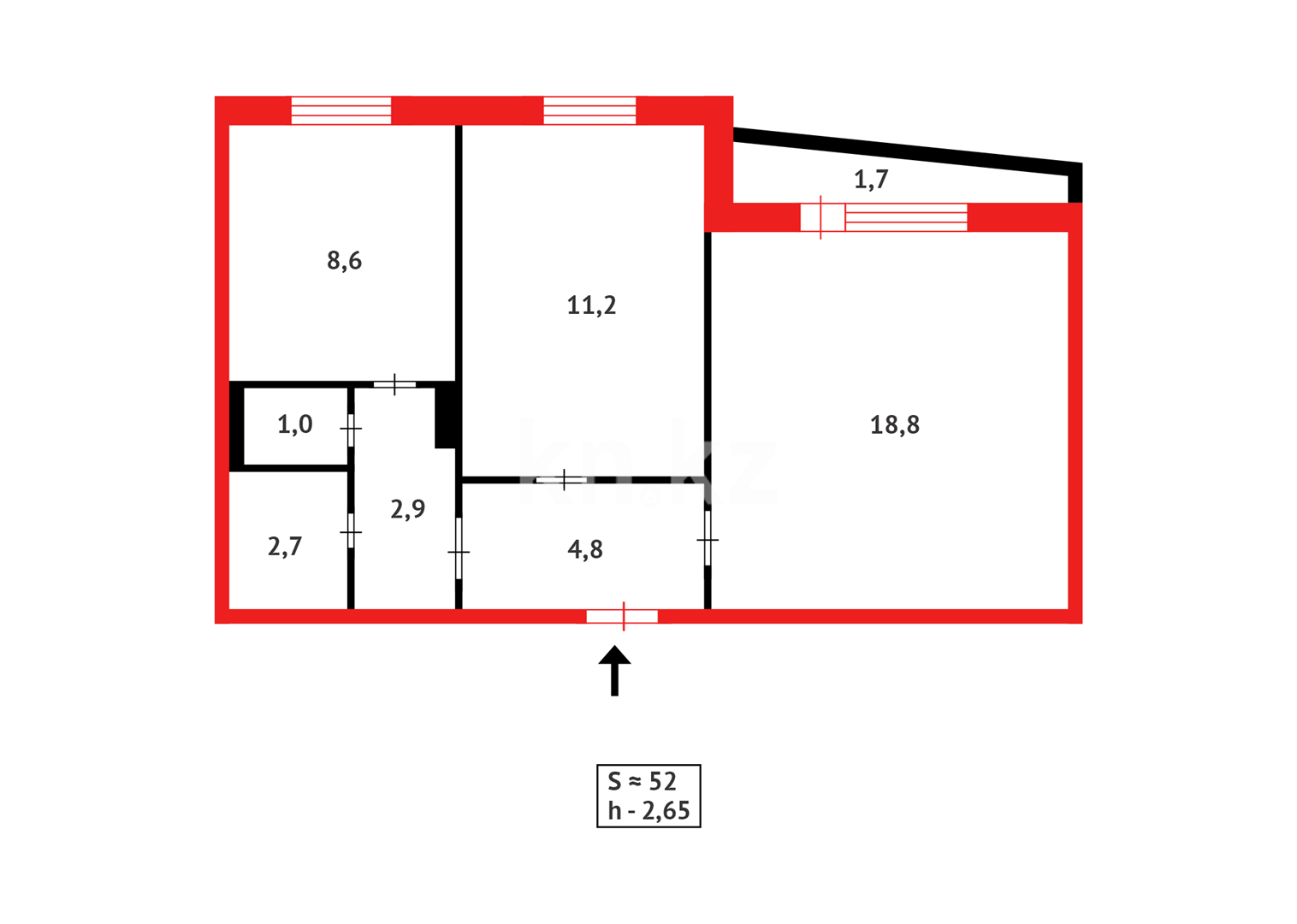 Продажа 2-комнатной квартиры, 51 м² в Караганде - фото 17