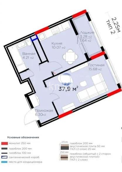 Продажа 1-комнатной квартиры, 37.9 м² в Астане