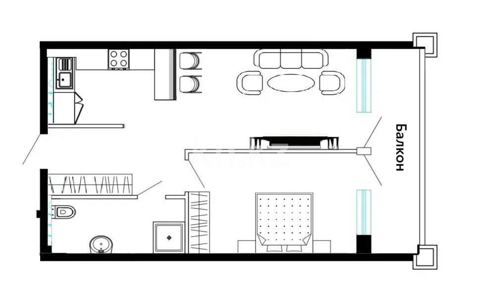 Продажа 2-комнатной квартиры, 50.6 м² в Алматы