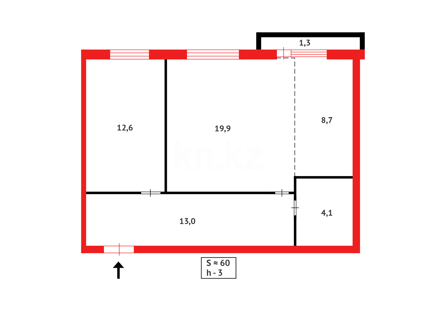 Продажа 2-комнатной квартиры, 60 м², ул. Момышулы, дом  15/2 в Караганде - фото 10