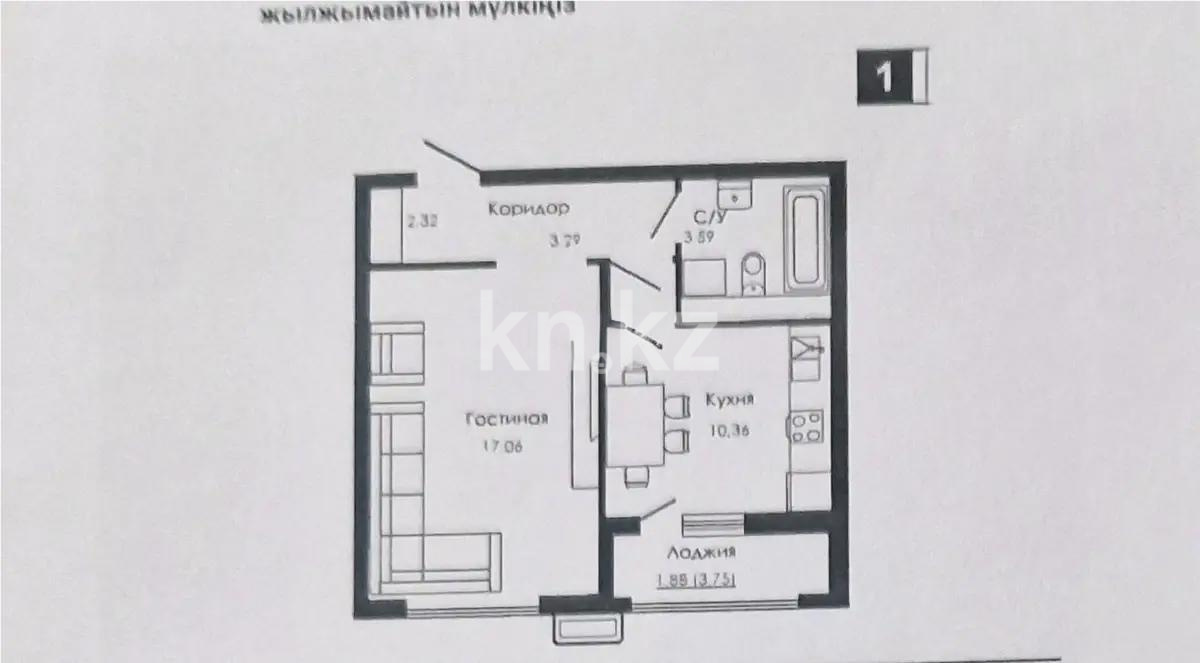 Продажа 1-комнатной квартиры, 38.5 м², ул. Бокейхана, дом  52 в Астане - фото 2