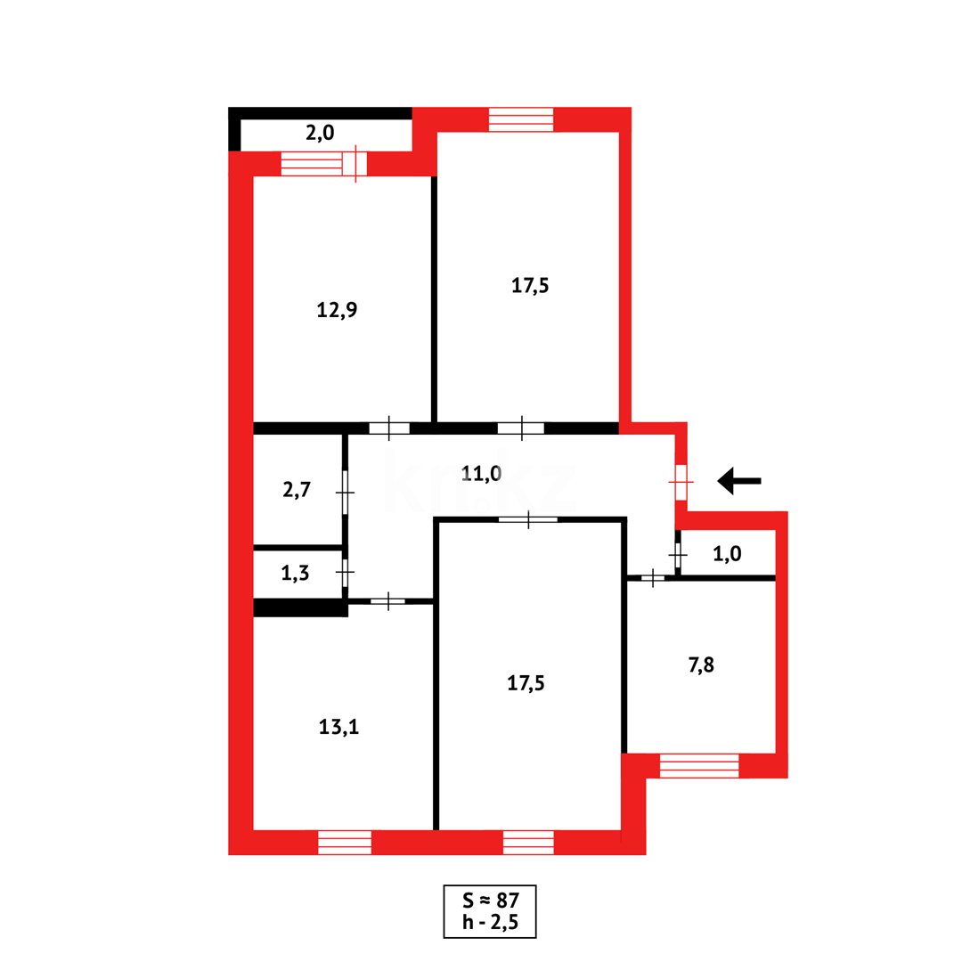 Продажа 4-комнатной квартиры, 87 м², мкр-н 8 в Темиртау - фото 13