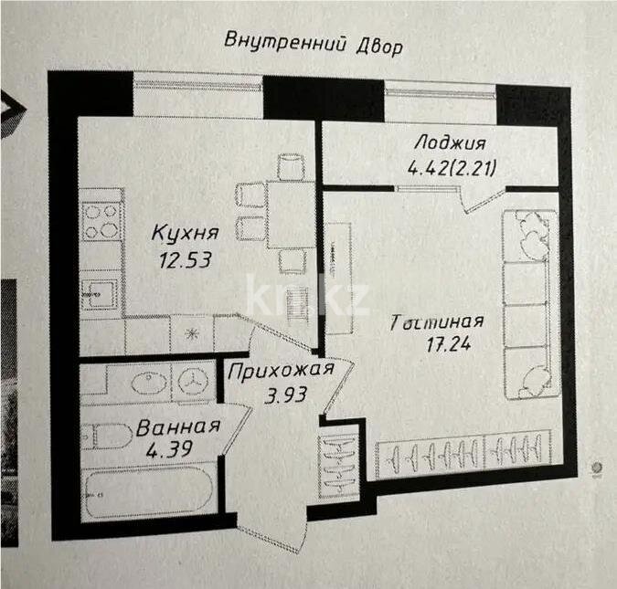 Продажа 1-комнатной квартиры, 40.3 м² в Астане