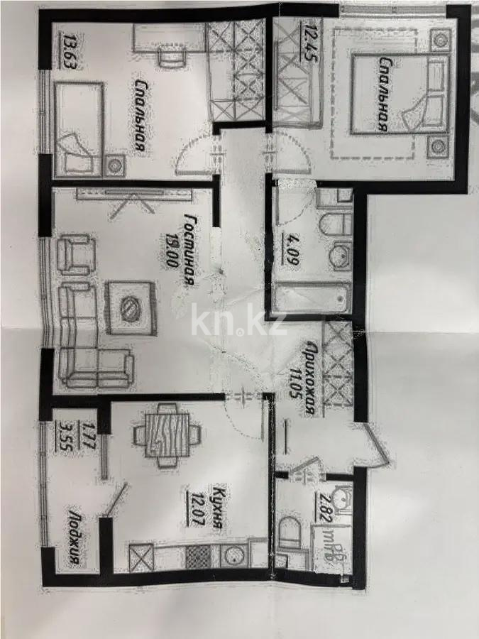 Продажа 3-комнатной квартиры, 76.2 м², ул. Байтурсынова, дом  16 стр в Астане