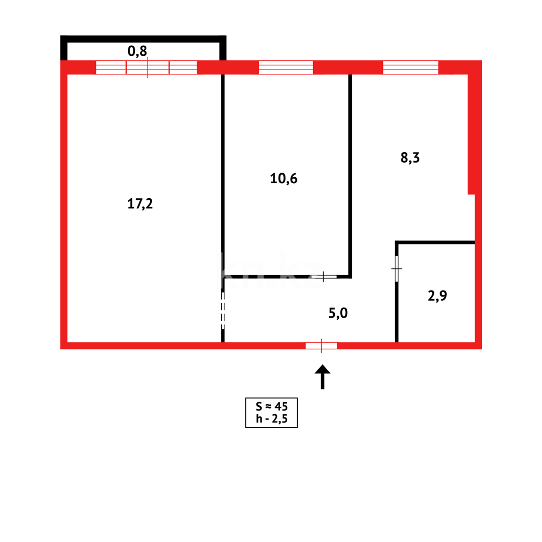 Продажа 2-комнатной квартиры, 44 м², мкр-н 6-й, дом  26 в Темиртау - фото 10
