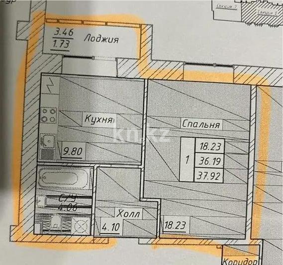 Продажа 1-комнатной квартиры, 38 м², ул. Тынышбайулы, дом  6 стр в Астане