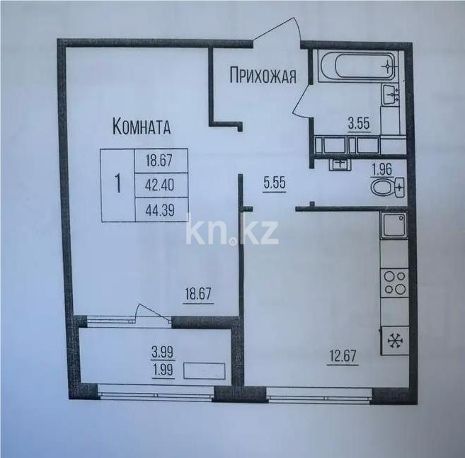 Продажа 1-комнатной квартиры, 44.39 м² в Астане - фото 5