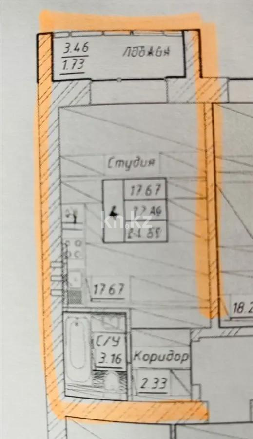 Продажа 1-комнатной квартиры, 24.89 м², ул. Тынышбайулы, дом  6 стр в Астане