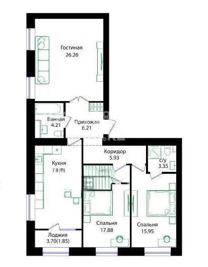 Продажа 3-комнатной квартиры, 100.15 м² в Астане