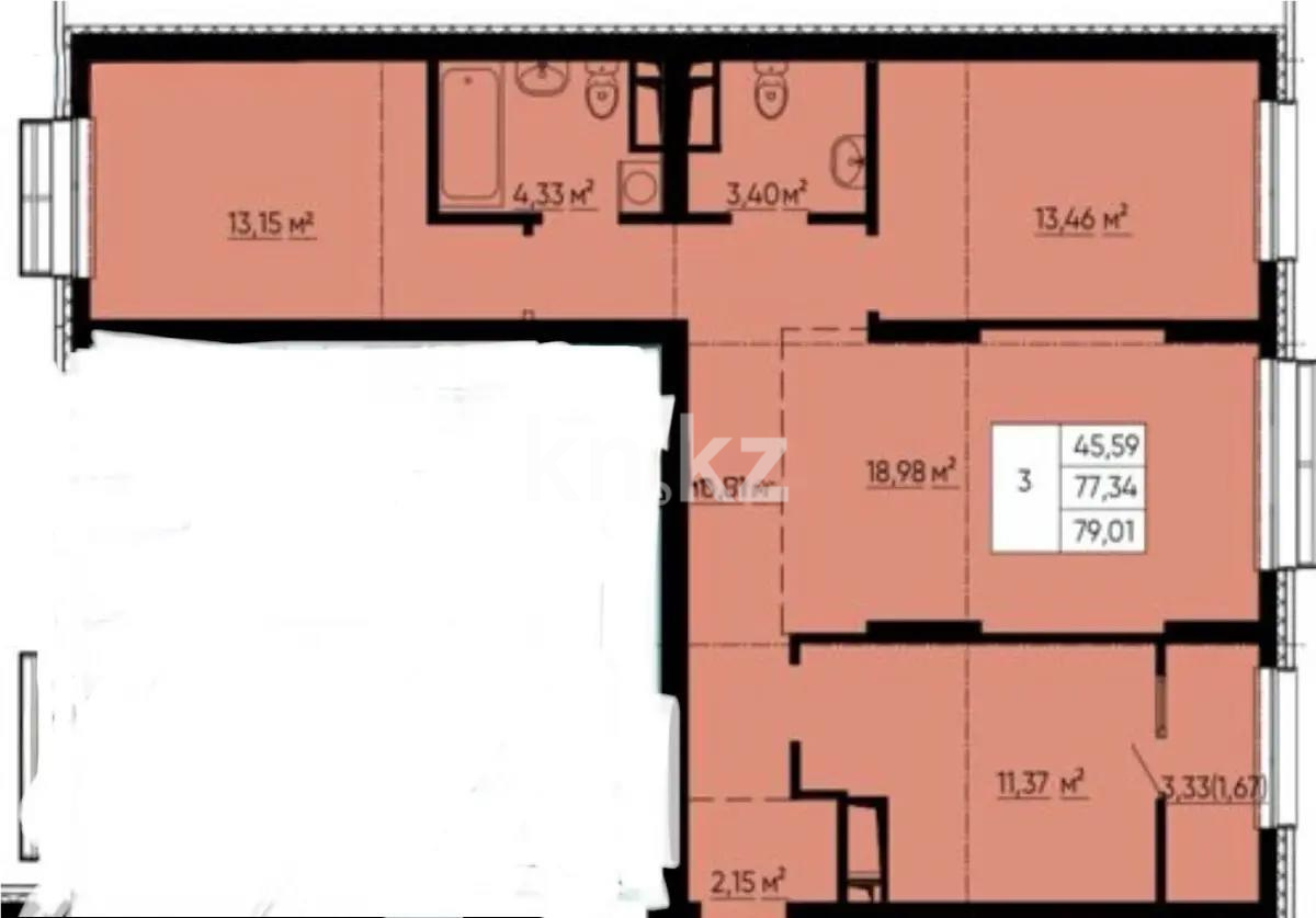 Продажа 3-комнатной квартиры, 79 м², ул. Халиуллина, дом  стр 154Б в Алматы