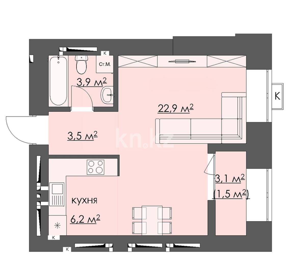 Продажа 2-комнатной квартиры, 41 м² в Караганде - фото 9
