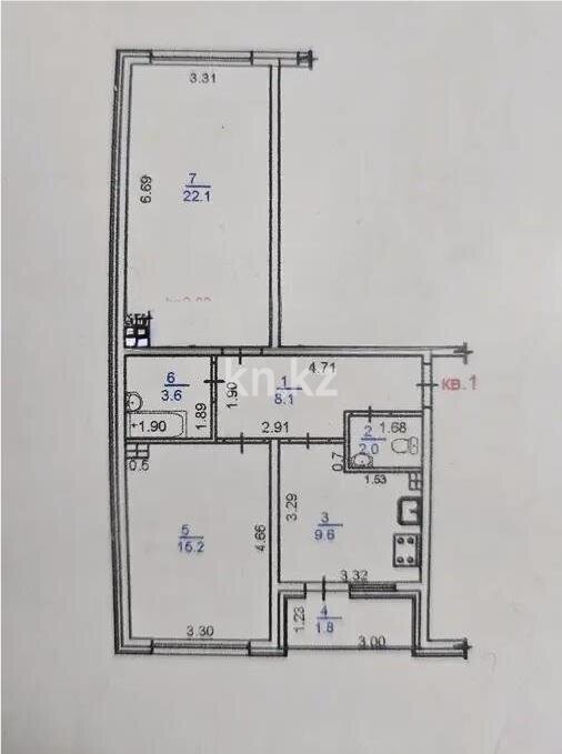 Продажа 2-комнатной квартиры, 62.4 м² в Алматы