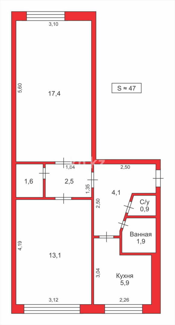 Продажа 2-комнатной квартиры, 47 м², 16 мкр. в Караганде - фото 12