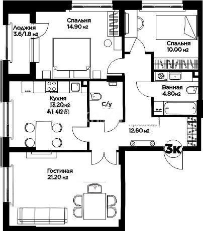 Продажа 3-комнатной квартиры, 81.4 м², ул. Е-36, дом  5 в Астане