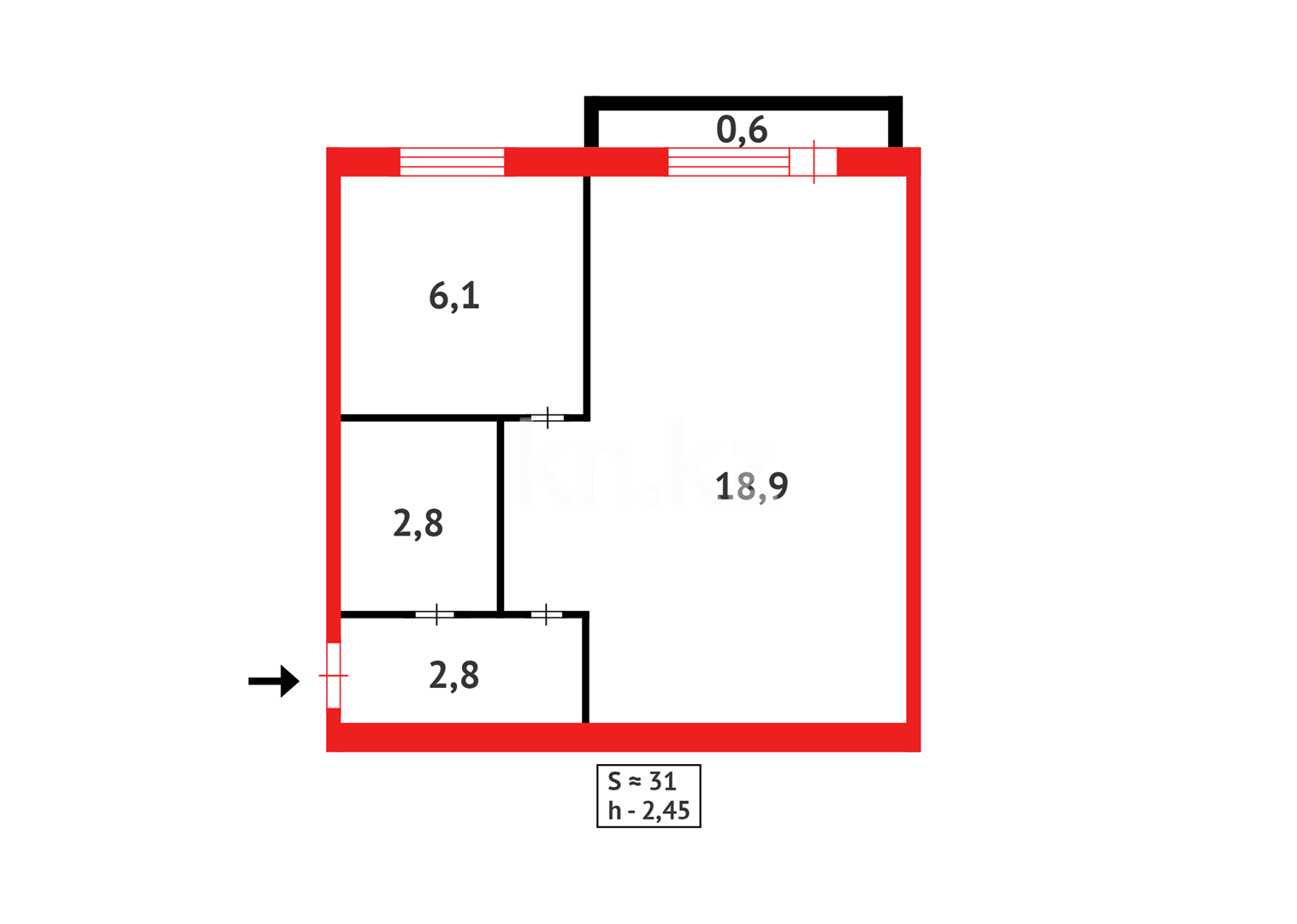 Продажа 1-комнатной квартиры, 31 м² в Караганде - фото 14
