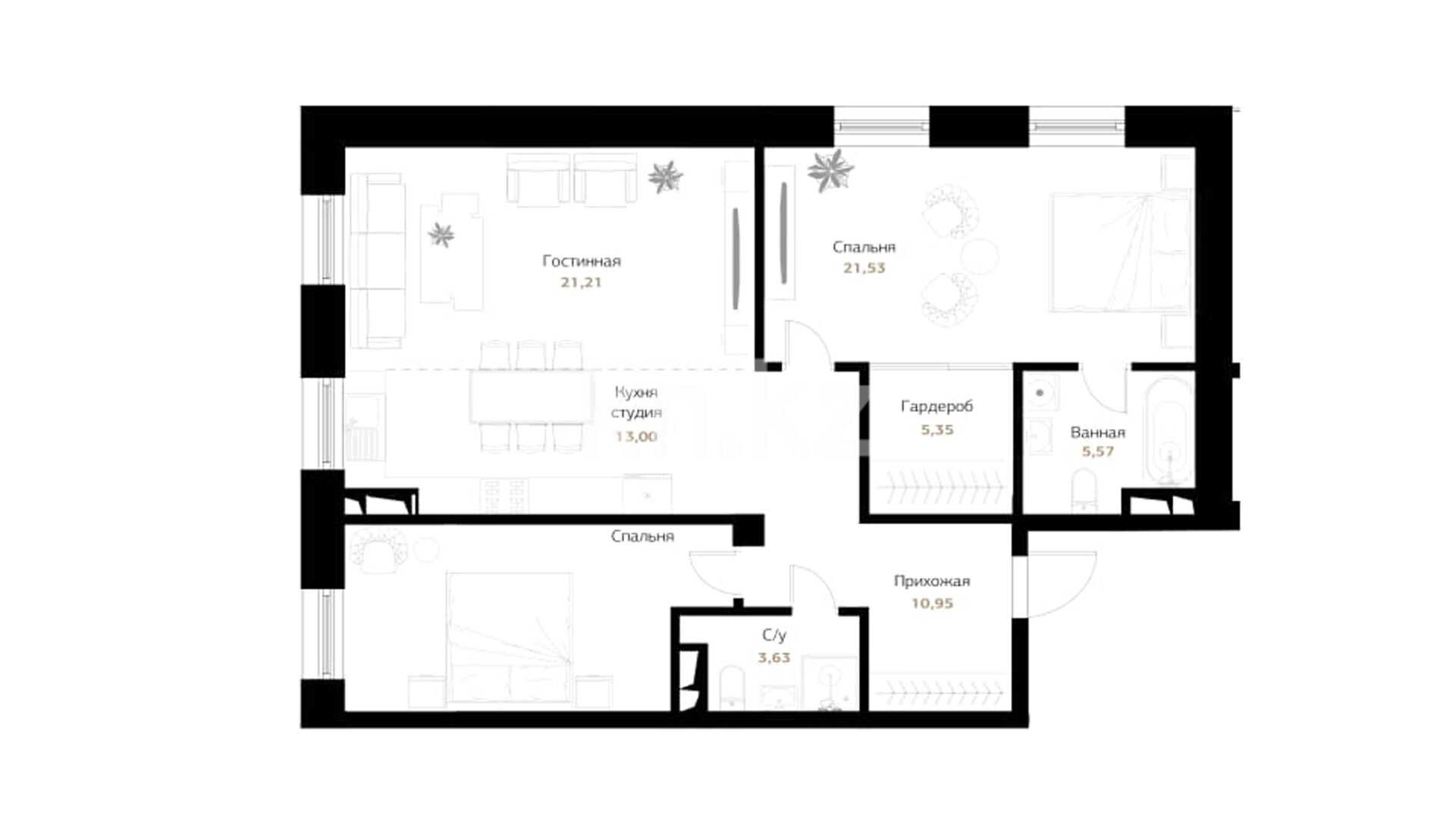 ЖК Seneca, 3-комнатная, цена 143 115 000 ₸, 1 450 000 ₸&nbsp;/&nbsp;м²