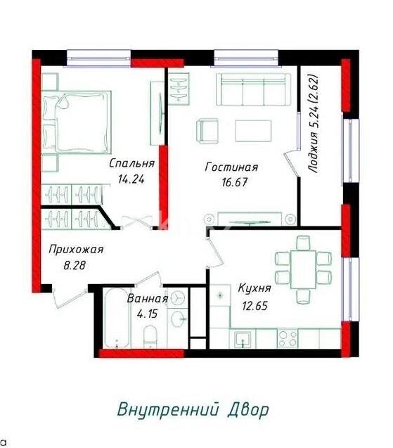 Продажа 2-комнатной квартиры, 59 м² в Астане