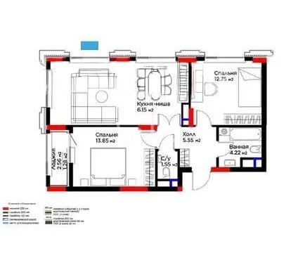 Продажа 3-комнатной квартиры, 65.3 м² в Астане