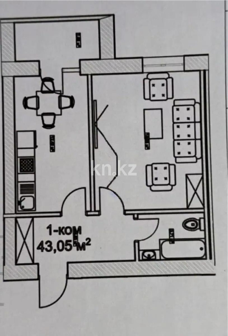 Продажа 1-комнатной квартиры, 43 м² в Астане