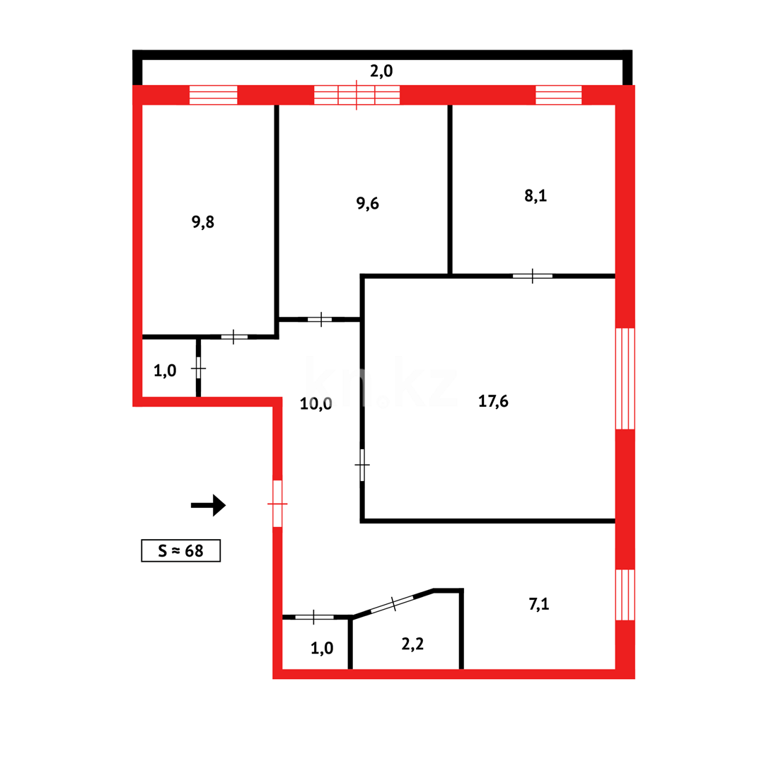 Продажа 4-комнатной квартиры, 69 м² в Темиртау - фото 14