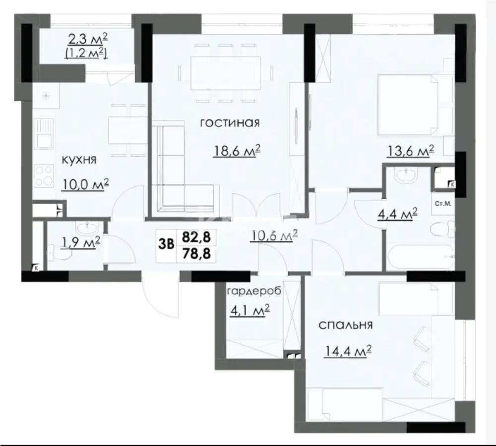 Продажа 3-комнатной квартиры, 84 м² в Караганде - фото 3